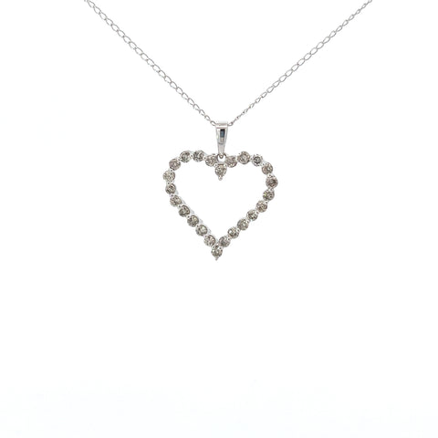 Floating Diamond Heart Pendant Necklace