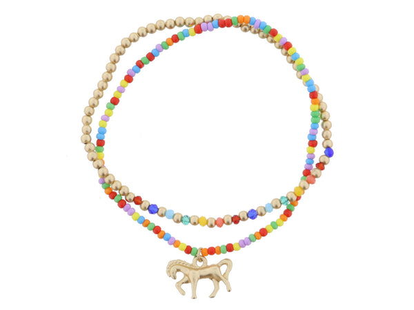 Multi Color Gold Unicorn Bracelet Set of 2