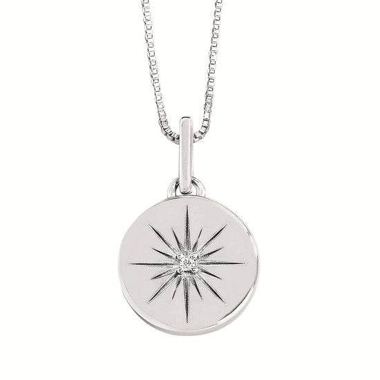 Sterling Silver Diamond Disc Necklace