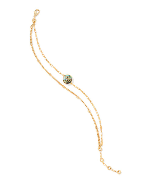 Stamped Dira Gold Delicate Bracelet in Abalone Shell