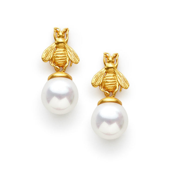Bee Pearl Drop Earrings