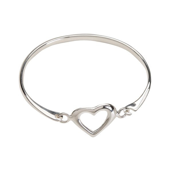 Sterling Silver Heart Bangle Bracelet