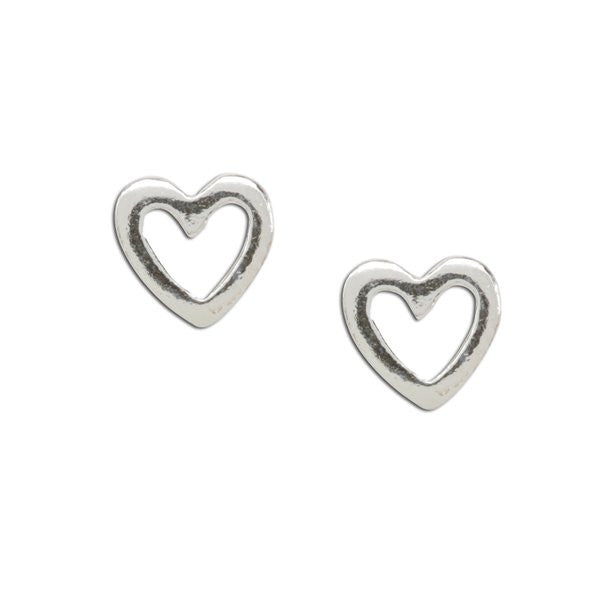 Sterling Silver Open Heart Stud Earrings
