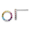 Colorful CZ Open Circle Stud Earrings | Sterling Silver