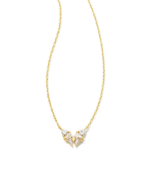 Blair Butterfly Small Pendant Necklace in White Crystal