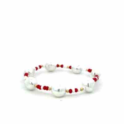 Sadie Sprinkle Bracelet - Crimson Red and White