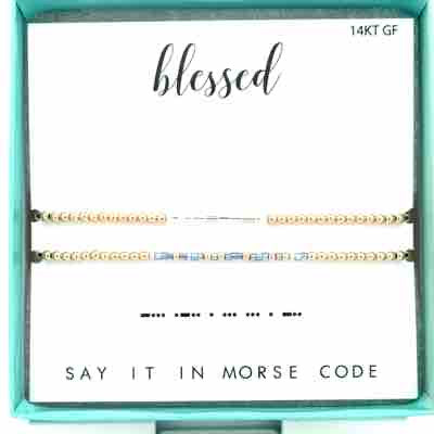 Blessed Morse Code Stretch Bracelet Stack