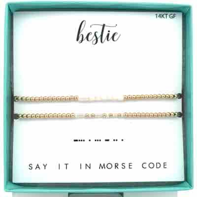 Bestie Morse Code Stretch Bracelet Stack