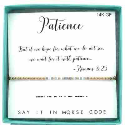 Patience Romans 8:25 Morse Code Stretch Bracelet