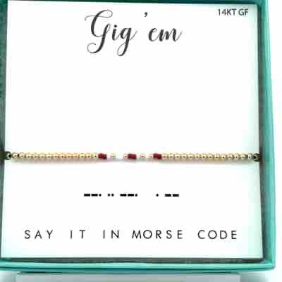 Gig 'Em Morse Code Stretch Bracelet