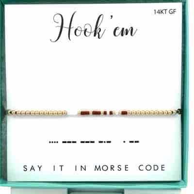Hook 'Em Morse Code Stretch Bracelet