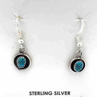 Navajo Handmade Sterling Silver Turquoise Earrings