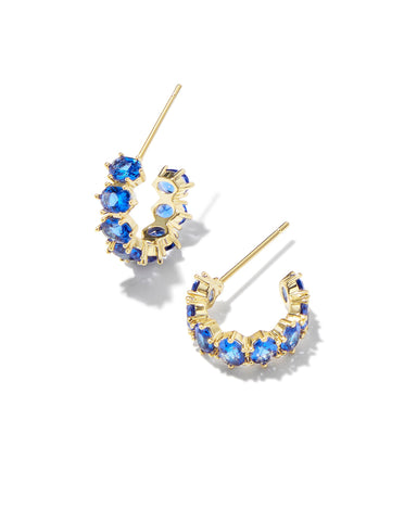 Cailin Gold Crystal Huggie Earrings in Blue