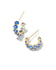 Cailin Gold Crystal Huggie Earrings in Blue