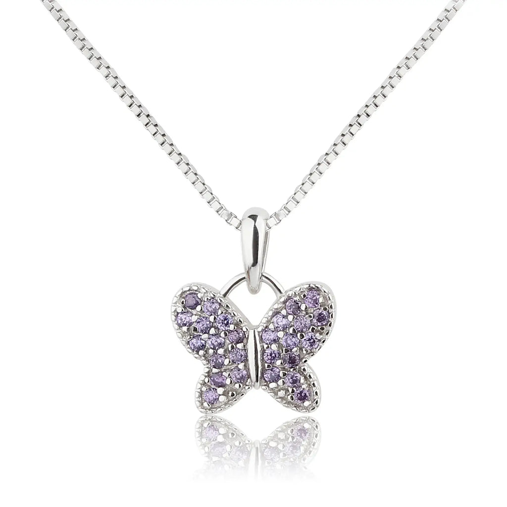 Sterling Silver Butterfly Pavé Necklace