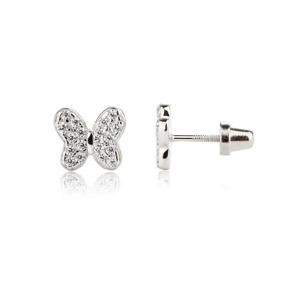Clear Butterfly Pave Stud Earrings