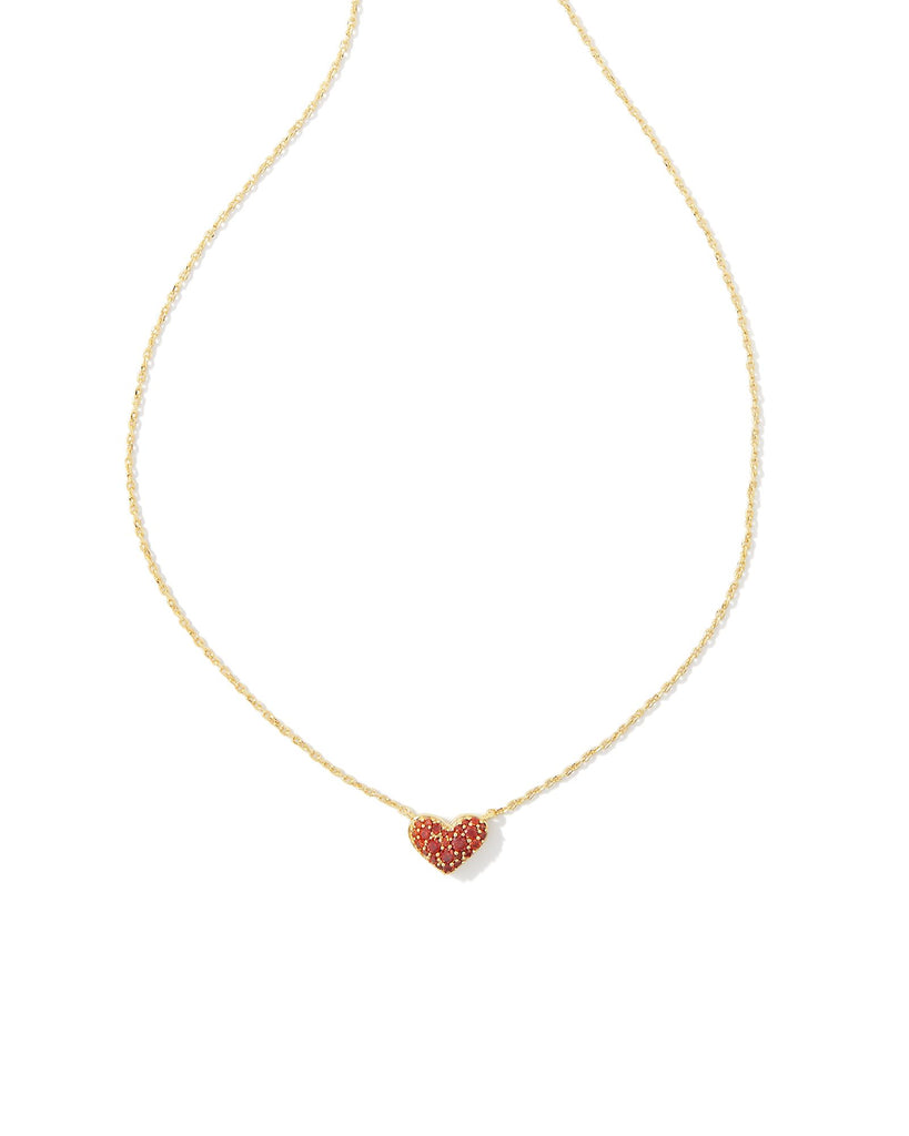 Ari Gold Pave Crystal Heart Pendant Necklace in Red Crystal
