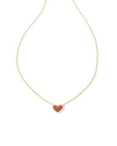 Ari Gold Pave Crystal Heart Pendant Necklace in Red Crystal