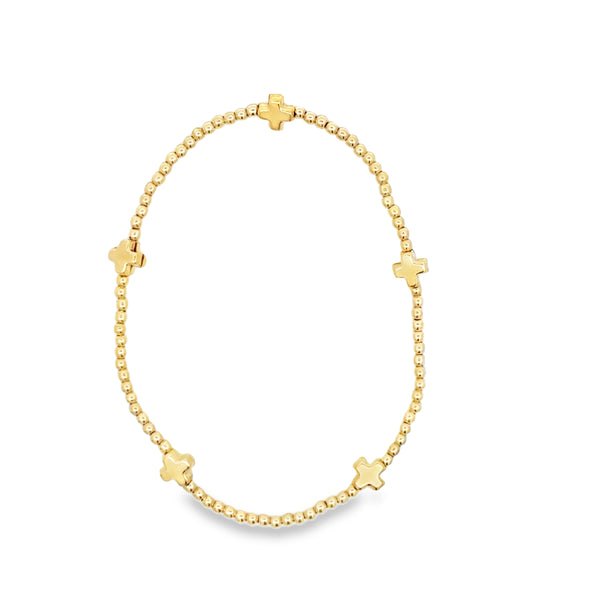 Signature Cross Small Gold Pattern 2mm Gold Bead Bracelet