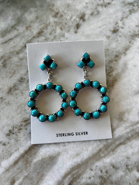 Turquoise Round/Square Statement Earrings