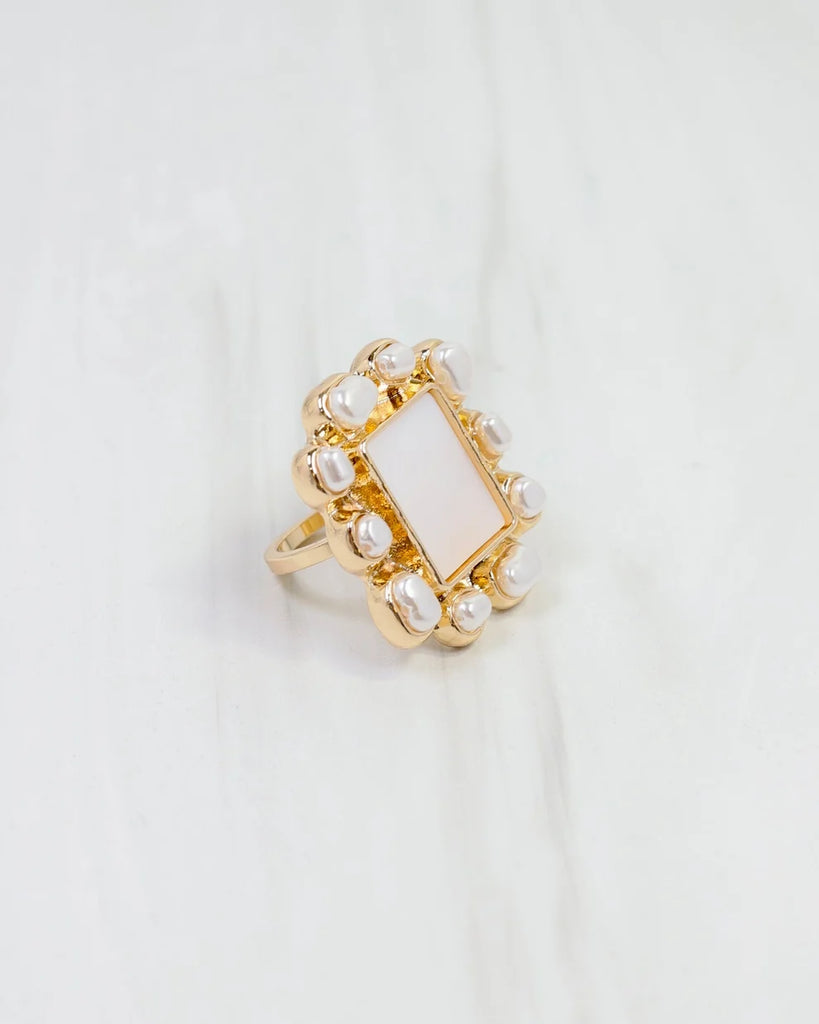 Preston Pearl Scarf Ring Gold