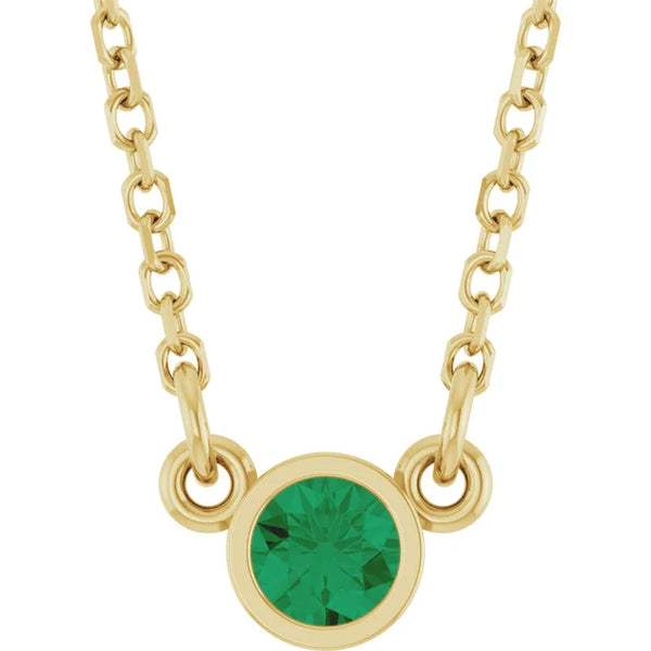 Single Natural Emerald Bezel Necklace