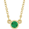 Single Natural Emerald Bezel Necklace
