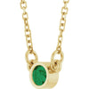 Single Natural Emerald Bezel Necklace