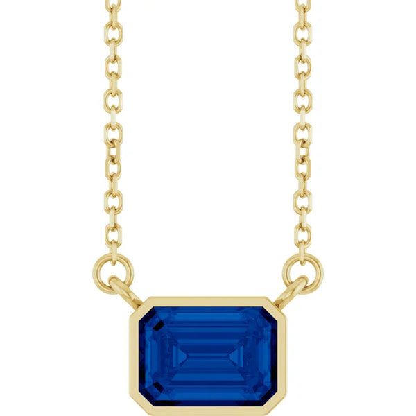 Lab Grown Emerald Cut Bezel Necklace