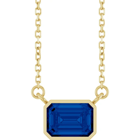 Lab Grown Emerald Cut Bezel Necklace