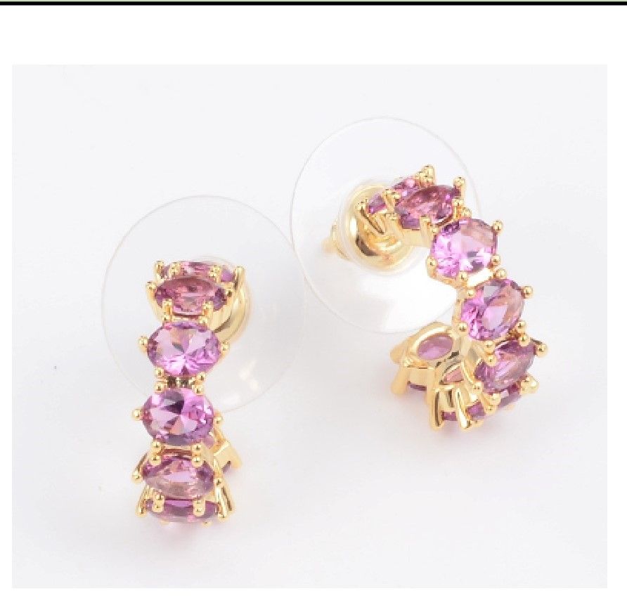 Cailin Crystal Huggie Earrings in Purple
