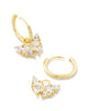 Blair Butterfly Gold Huggie Earring in White Crystal
