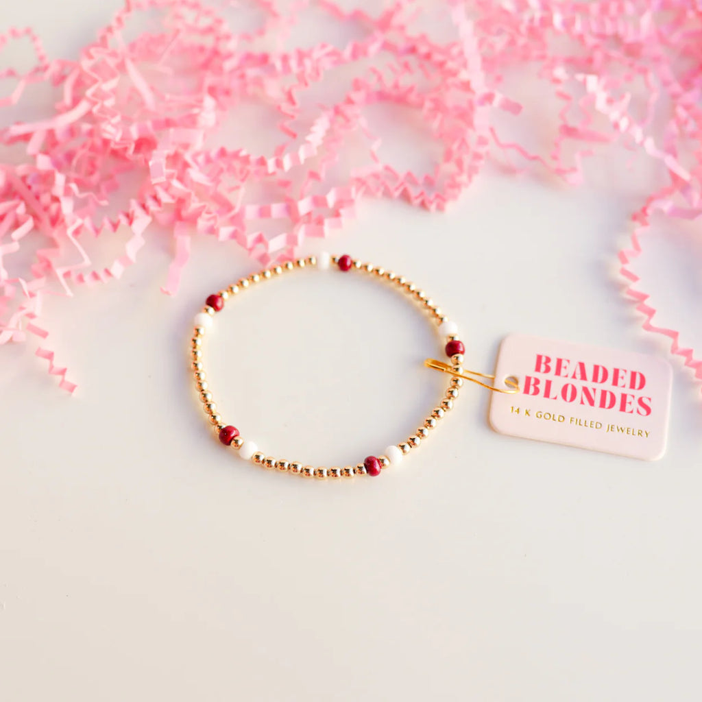 Maroon & White Gold Filled Poppi Bracelet