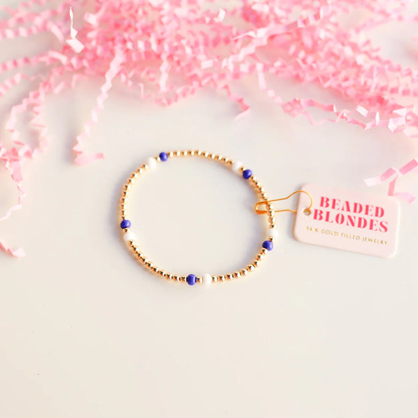 Blue & White Gold Filled Poppi Bracelet