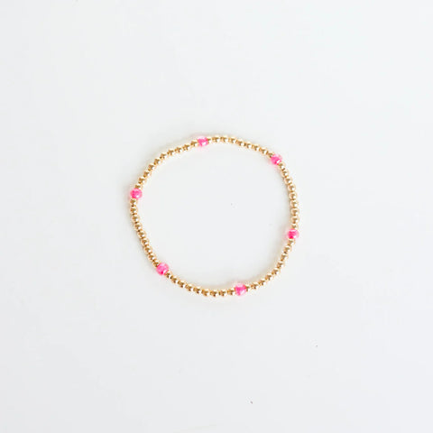 Hot Pink Poppi Gold Filled Bead Bracelet | BB Kids