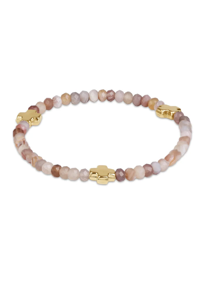 Signature Cross Gold 4mm Gemstone - Botswana Agate