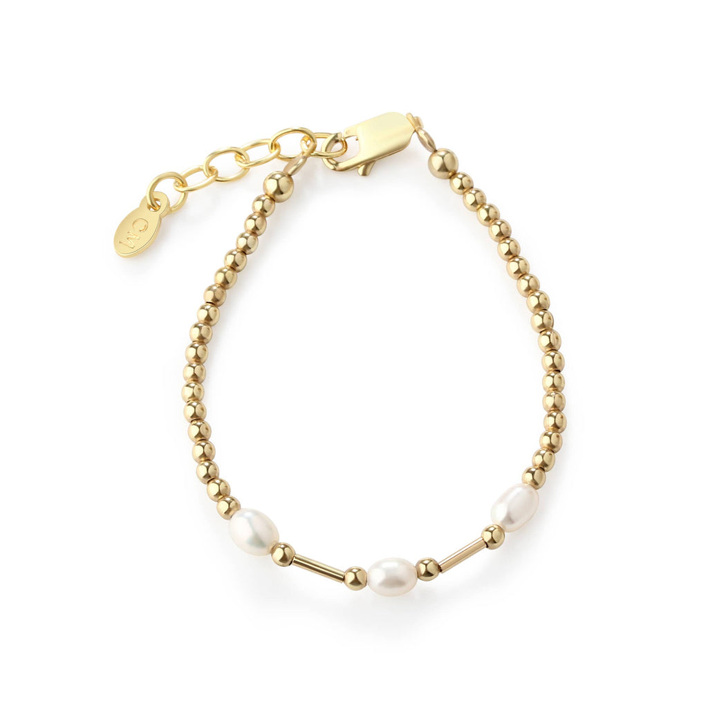 Little Girls 14K Gold-Plated Pearl Baby Bracelet for Kids