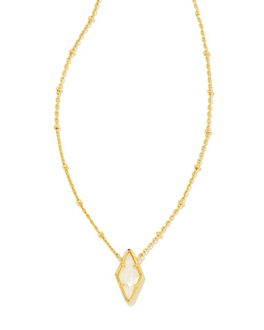Kinsley Gold Short Pendant Necklace in Ivory Mother of Pearl