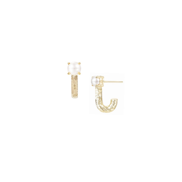Solaris Gold Mini Cuff Earrings in Pearl