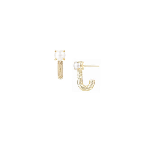 Solaris Gold Mini Cuff Earrings in Pearl