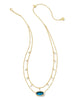Elisa Pearl Gold Multi-Strand Necklace in Teal Abalone