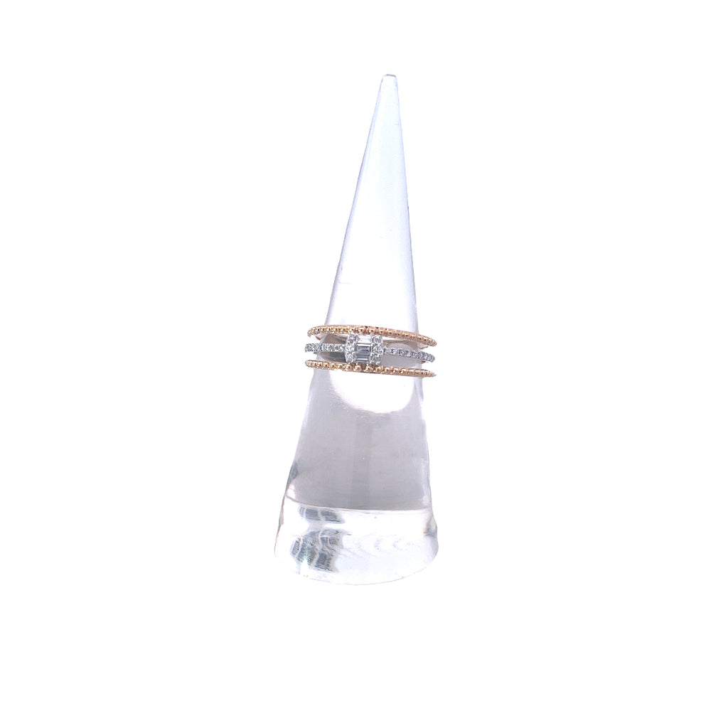 Triple Row Two-Tone Diamond Ring