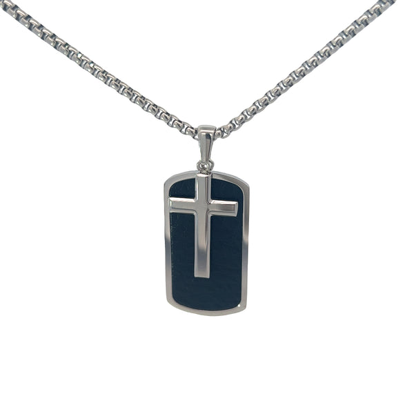 Stainless Steel Enamel Dog Tag with Cross
