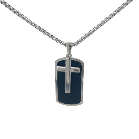 Stainless Steel Enamel Dog Tag with Cross