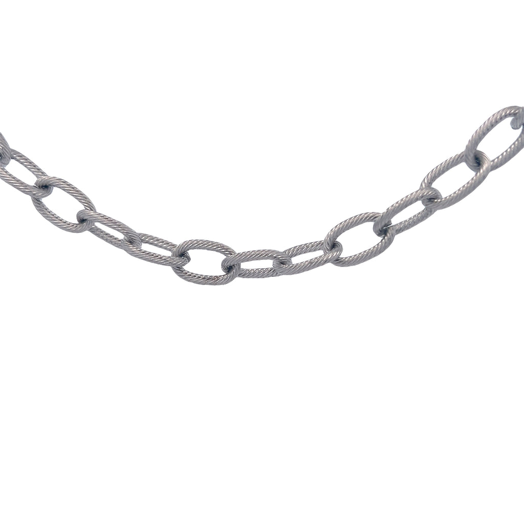 Stainless Steel Textured Link Necklace