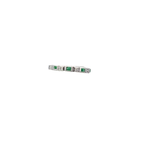 Emerald & Diamond Baguette Birthstone Band