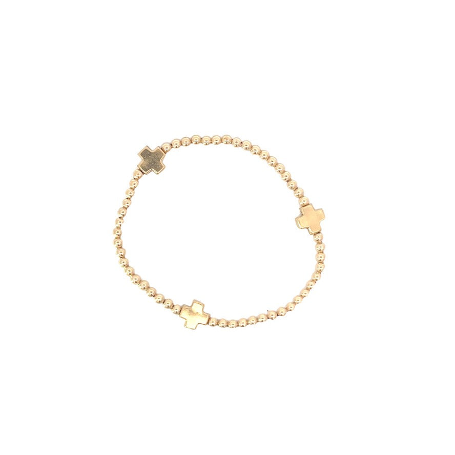 Signature Cross Gold Filled 3mm Bead Bracelet in Gold