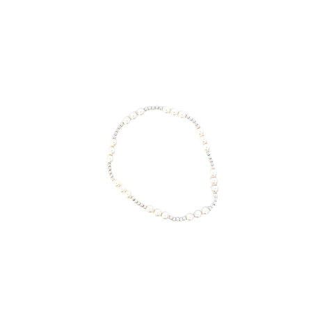Classic Joy Pattern 4mm Sterling Silver Bead Bracelet in Pearl