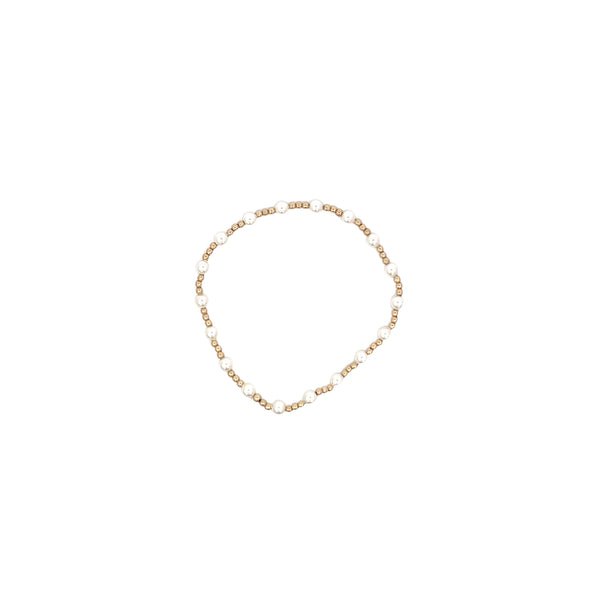 Classic Sincerity Pattern 4mm Gold Filled Bead Bracelet in Pearl