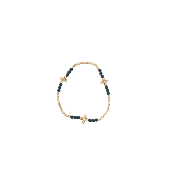 Signature Cross Gold Bliss Pattern 2.5mm Bead Bracelet in Matte Onyx
